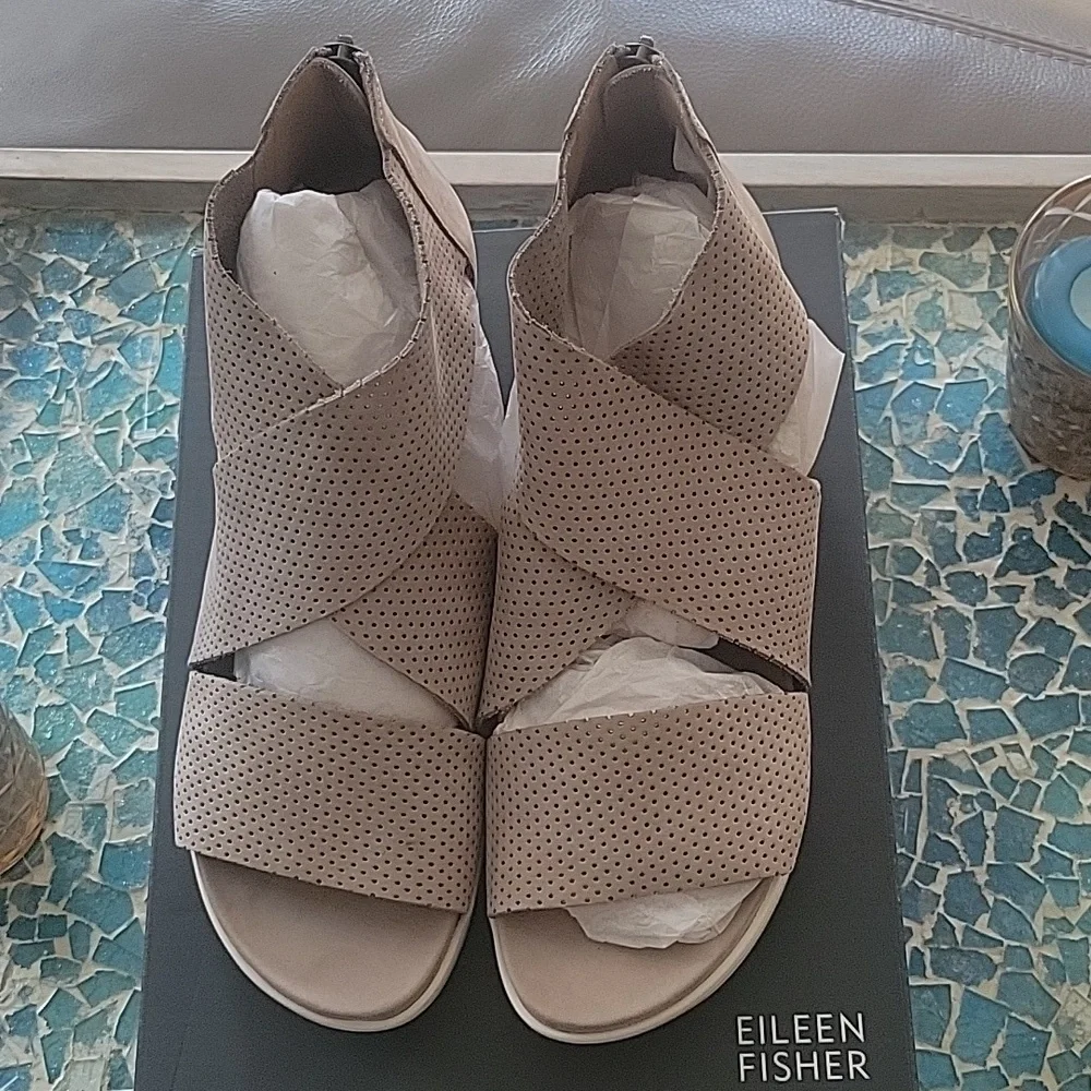 Eileen Fisher Voice Nubuck Sandal in Earth